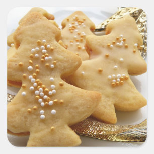 Cuadrada Navidades Pegatina de cookies azucareras