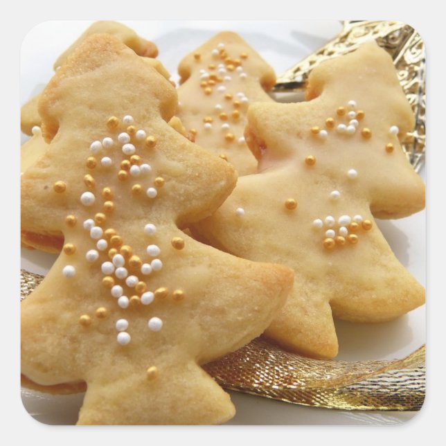Cuadrada Navidades Pegatina de cookies azucareras (Anverso)