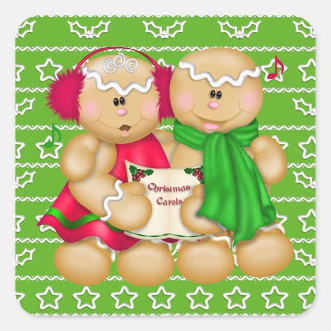 Cuadrada Navidades pegatina personalizado Holiday Gingerbre (Anverso)