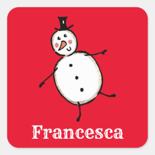 Cuadrada Navidades personalizados Pegatina de Snowman Squar