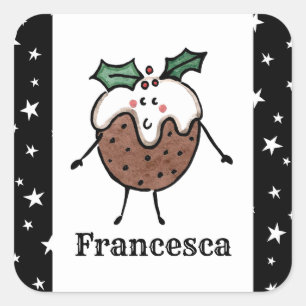 Cuadrada Navidades personalizados pudding Square Pegatina