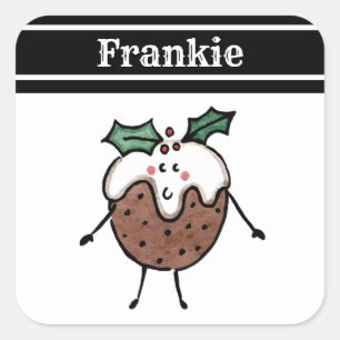 Cuadrada Navidades personalizados pudding Square Pegatina