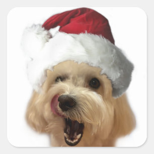 Cuadrada ¡navidades Puppy Pegatina Hoja!