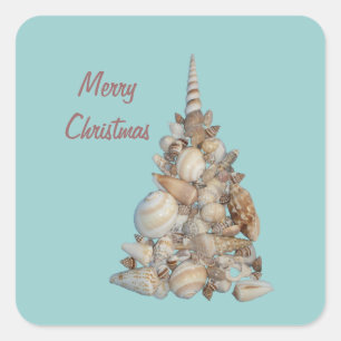 Cuadrada Navidades Seashells Pegatina