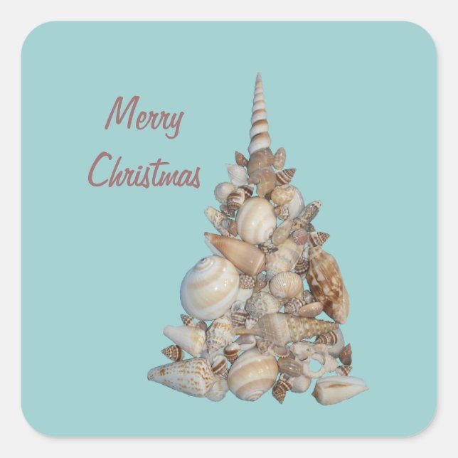 Cuadrada Navidades Seashells Pegatina (Anverso)