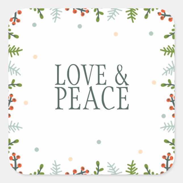 Cuadrada Navidades simples pero elegantes Wreath Pegatina S (Anverso)