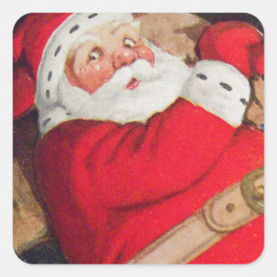 Cuadrada Navidades Tiempo Pegatina Santa Claus