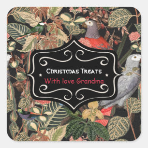 Cuadrada Navidades tratan al Pegatina personalizado
