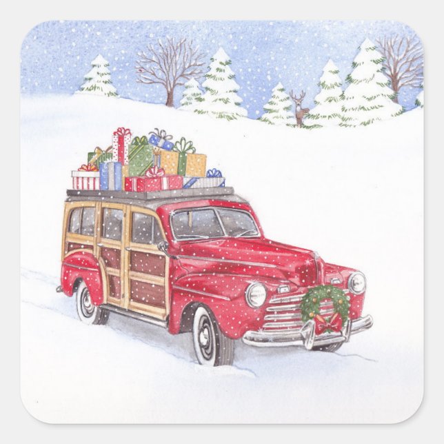 Cuadrada Navidades Woody pegatina (Anverso)
