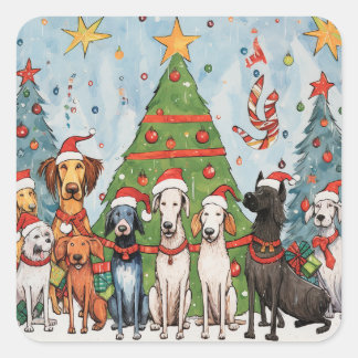 Cuadrada Navidades y Pegatina de perros de vacaciones