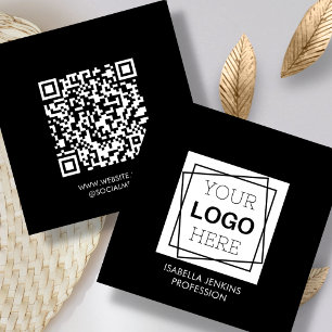 Cuadrada Negra Logo Tarjeta de visita de QR Code Square