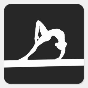 Cuadrada Negro del pegatina de la silueta del gimnasta