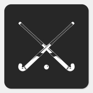 Cuadrada Negro del pegatina de la silueta del hockey hierba