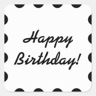 Cuadrada Negro Y Blanco - Feliz Pegatina de Cumpleaños