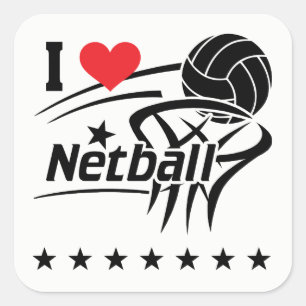 Cuadrada Netball, me encanta Netball, Pegatina