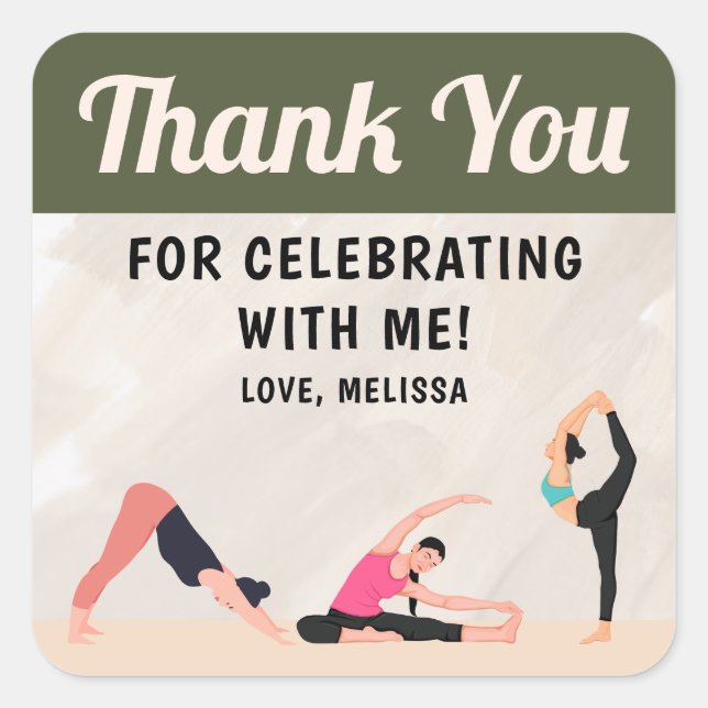 Cuadrada Neutral Yoga Studio Gracias Pegatina  (Anverso)