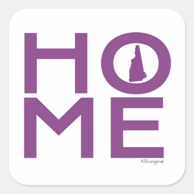 Cuadrada New Hampshire HOME pegatina (Anverso)