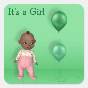 Cuadrada Niña bebé afroamericana - es una Pegatina Chica