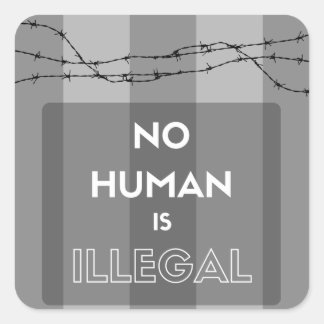 Cuadrada Ningún humano es pegatina ilegal