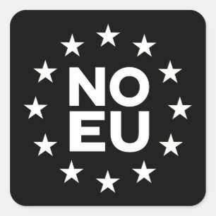 Cuadrada Ningún Pegatina de la UE v2 invertido