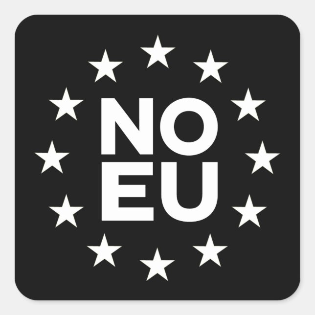 Cuadrada Ningún Pegatina de la UE v2 invertido (Anverso)