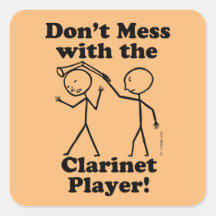 No te metas con el Pegatina de Clarinet Player Squ
