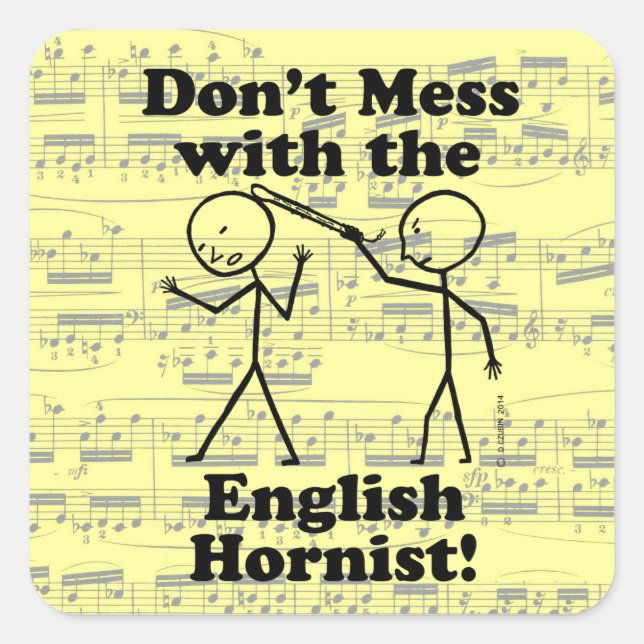 Cuadrada No te metas con el Pegatina de la Plaza del Cuerno (Anverso)