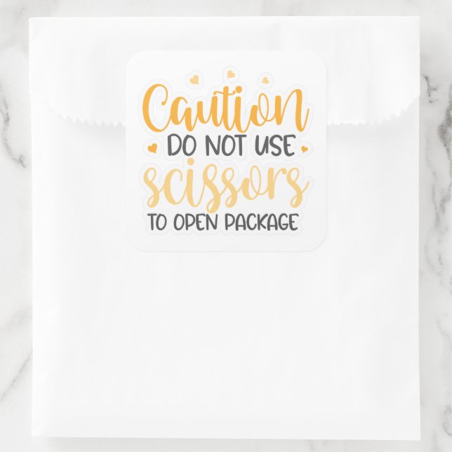 Cuadrada No use tijeras pegatina (Bolso)