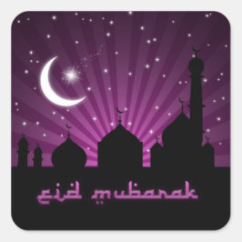 Cuadrada Noche púrpura de la mezquita de Eid - pegatina