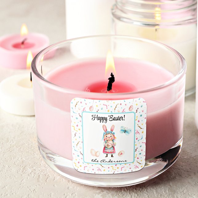 Cuadrada Nombre de la pegatina | 1.5-in Happy Easter Miss B (Subido por el creador)