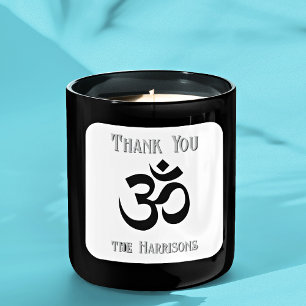 Cuadrada Nombre. Símbolo negro Om 3-in Gracias Pegatina