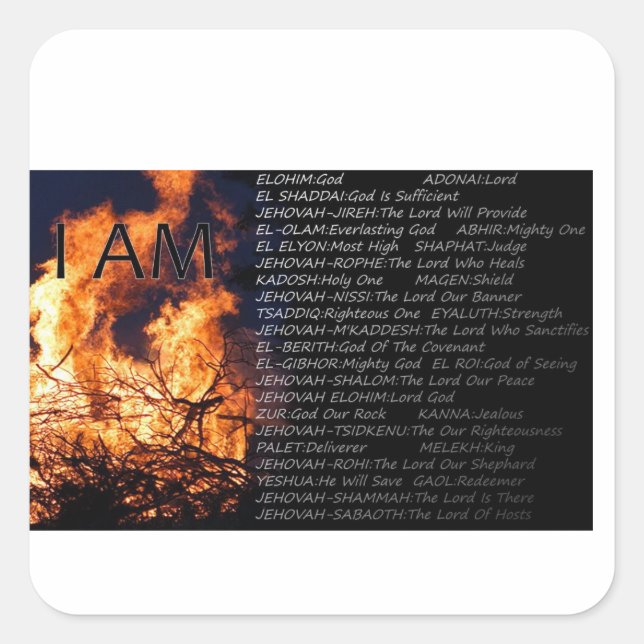 Cuadrada Nombres de Dios Pegatina (Anverso)