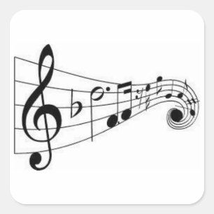 CUADRADA NOTAS MUSICALES - PEGATINA DEL AMANTE DE MÚSICA