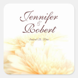 Cuadrada Novia floral dorada y Pegatina Boda de Groom