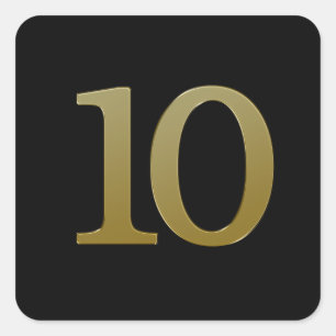 Cuadrada Número 10 Pegatina Gold Square