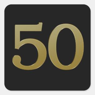 Cuadrada Número 50 Pegatina Gold Square