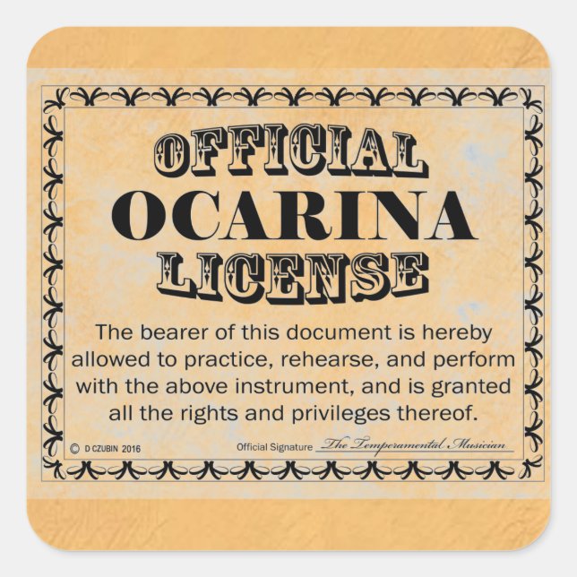 Cuadrada Ocarina License Square Pegatina (Anverso)
