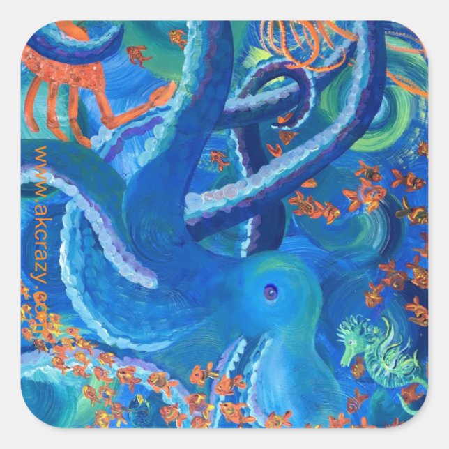 Cuadrada Octopacifica Pegatina (Anverso)