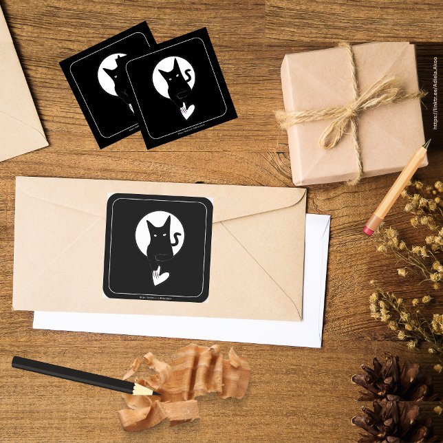 Cuadrada Oda a amar a un gato Pegatina por la poeta Adiela  (Love Cat Sticker by Poet Adiela Akoo. Cute! LOVE it? GET it! Browse my store for more novelty gifts!)