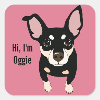Cuadrada Oggie Min Pin Miniatura Pinscher Pegatina