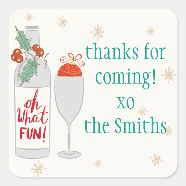 Cuadrada Oh Qué Pegatina Divertido (Anverso)