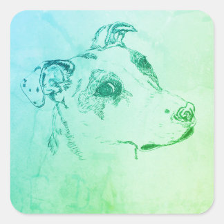 Cuadrada Ojo lateral, pegatina de perrito cuadrado de estil