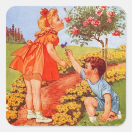 Cuadrada Olía al Pegatina Rosas