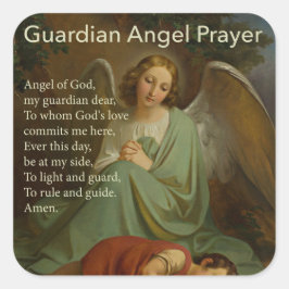 Cuadrada Oración Ángel de Guardian con Pegatina de niños
