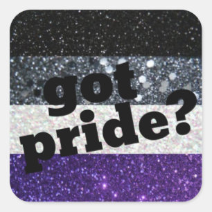 Cuadrada ¿Orgullo conseguido? Pegatina asexual del orgullo