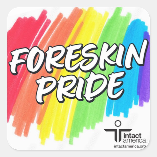 Cuadrada Orgullo de Foreskin - Pegatina - Arcoiris (Anverso)