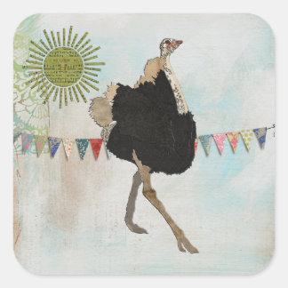 Cuadrada Ornate Ostrich Sunshine Pegatina