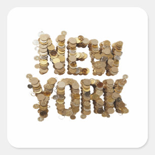 Cuadrada Oro Animado Arte de Pegatina NUEVA YORK