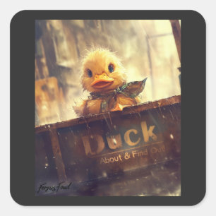 Cuadrada Oscuro Duck Acerca De Y Averiguar Pegatina