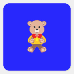 Cuadrada Oso de peluche con Pegatina azul